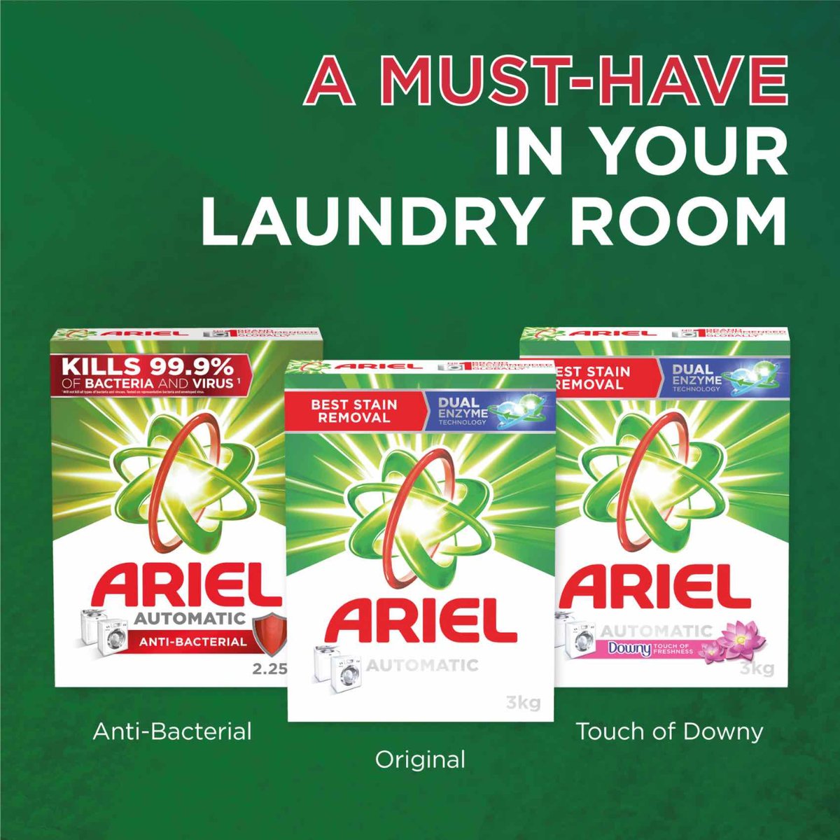 Ariel Automatic Powder Laundry Detergent, Original Scent, 2 x 7 kg