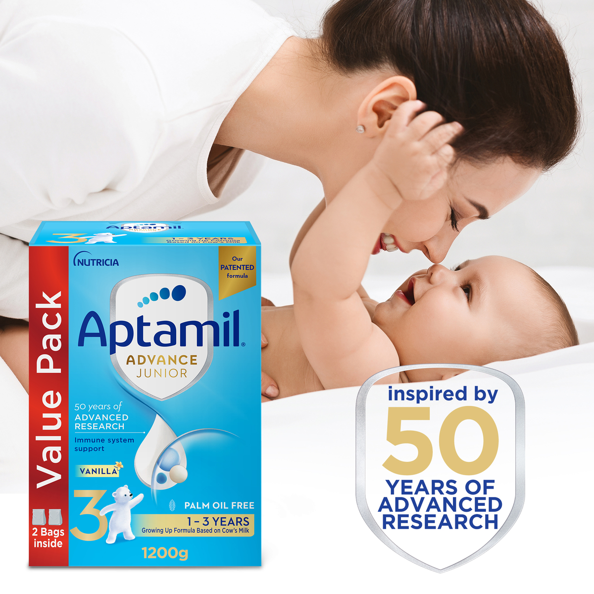 Aptamil Advance Junior Stage 3 Growing Up Formula Vanilla Flavour From 1-3 Years 1.2 kg