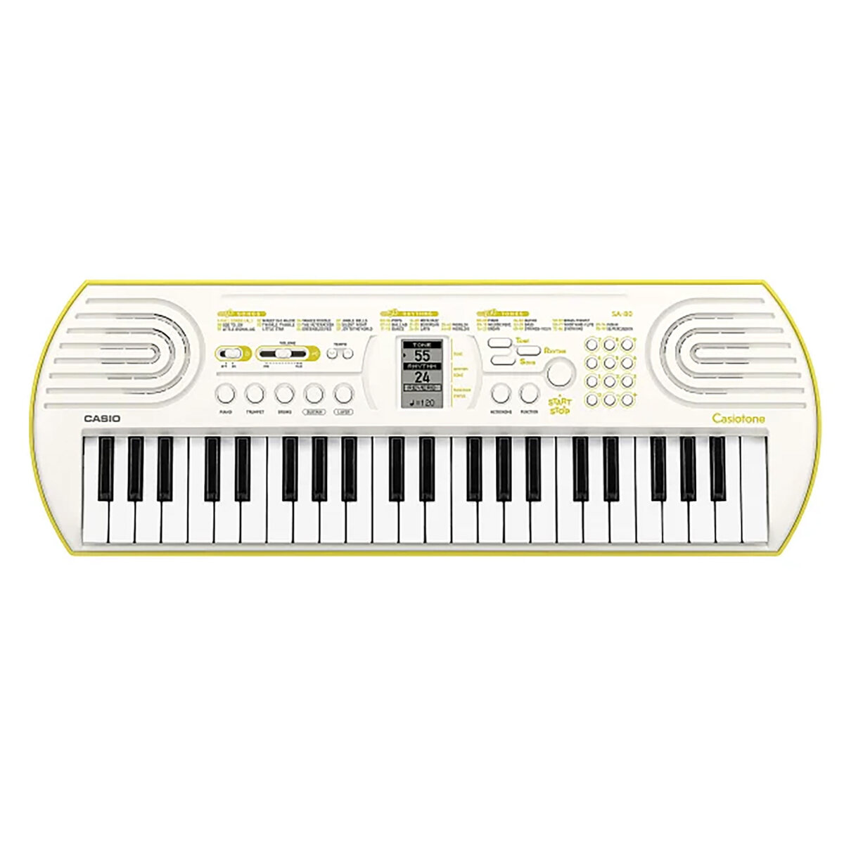 Casio Mini Keyboard with 44 keys, 100 Tones, 50 Rhythms, White, SA-80H2