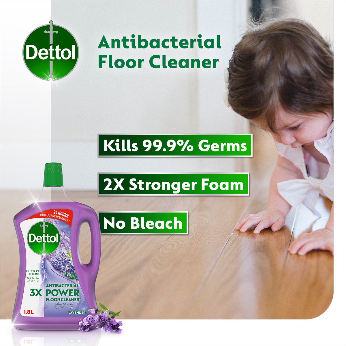 Dettol Lavender Antibacterial Power Floor Cleaner 1.8Litre