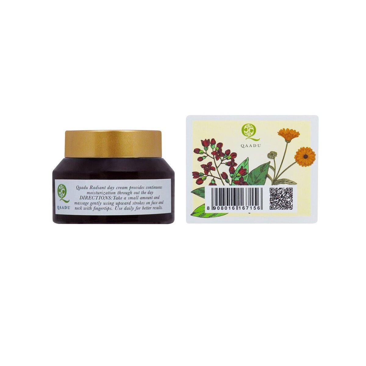 Qaadu Radiant Day Cream With Calendula & Sandalwood Extracts for Hydrate & Youthful Skin 50 g