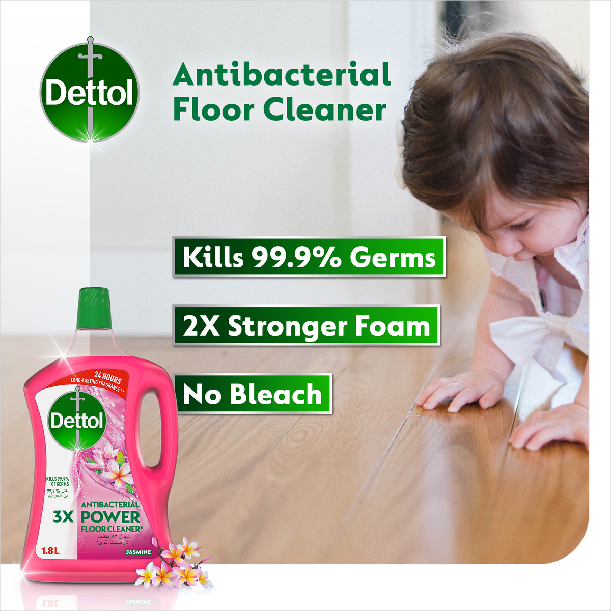 Dettol Jasmine Antibacterial Power Floor Cleaner 1.8 Litres