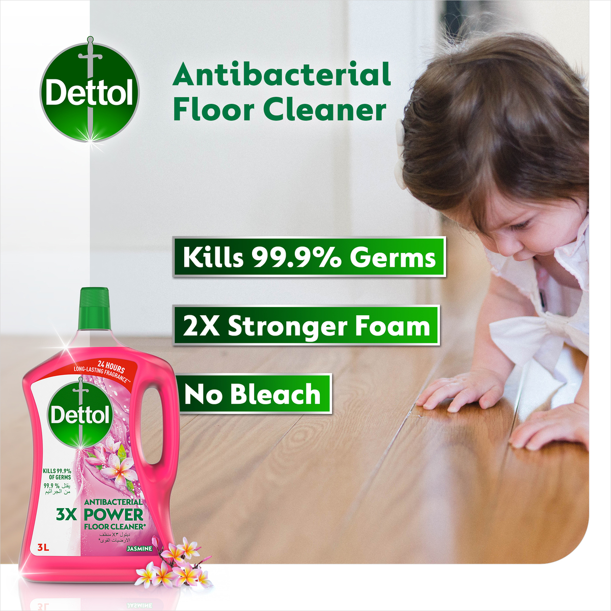 Dettol Jasmine Antibacterial Power Floor Cleaner 3Litre