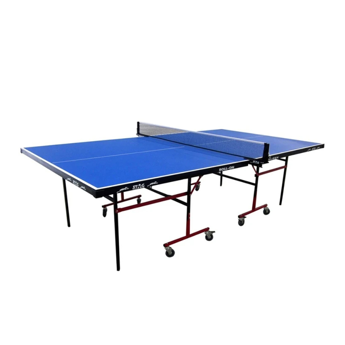 ستاج طاولة تنس قابلة للطي للاستخدام الخارجي مع سطح مدمج، 25 × 40 ملم، أزرق/أسود، TTOU-40