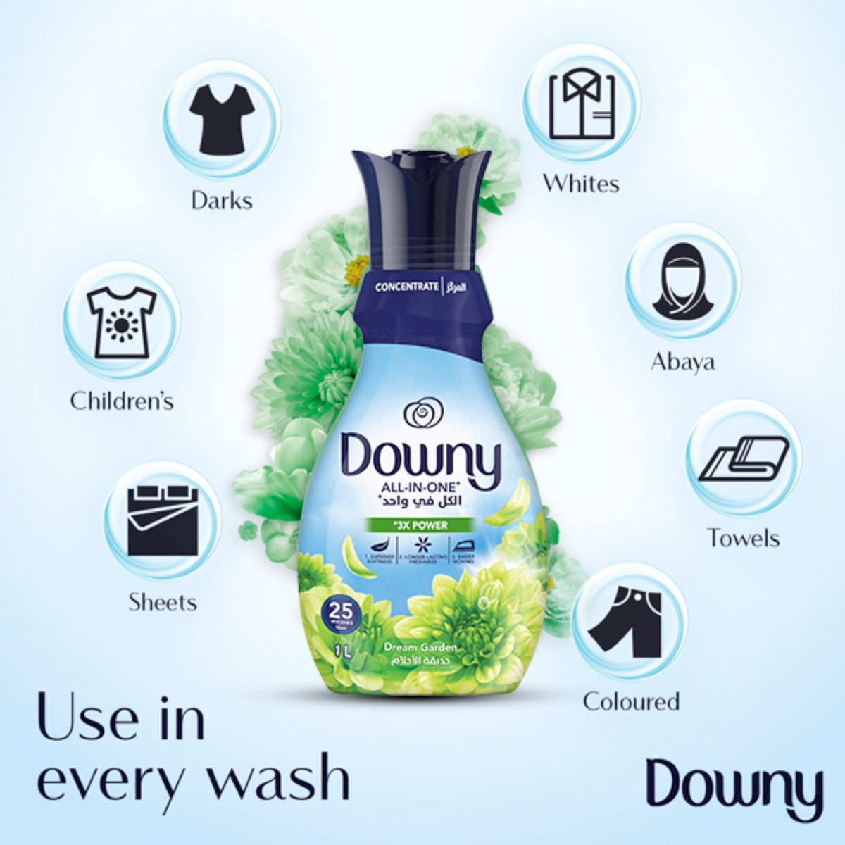 Downy Concentrate All-in-One Dream Garden Fabric Softener 1.5 Litres