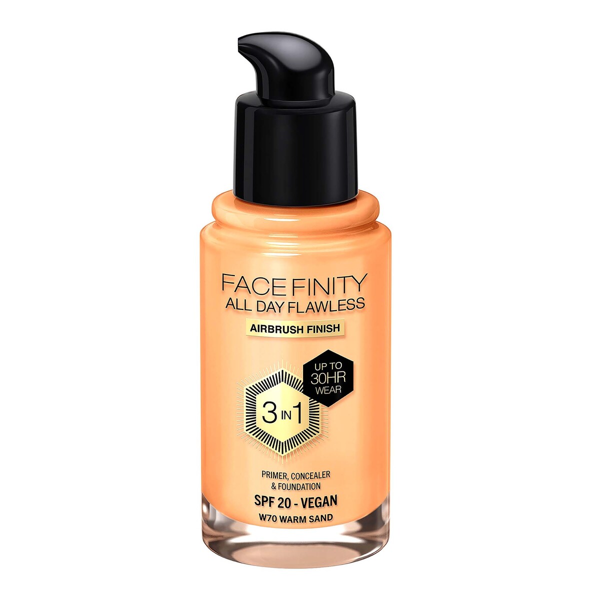 Max Factor Facefinity All Day Flawless Foundation W70, Warm Sand, 30 ml