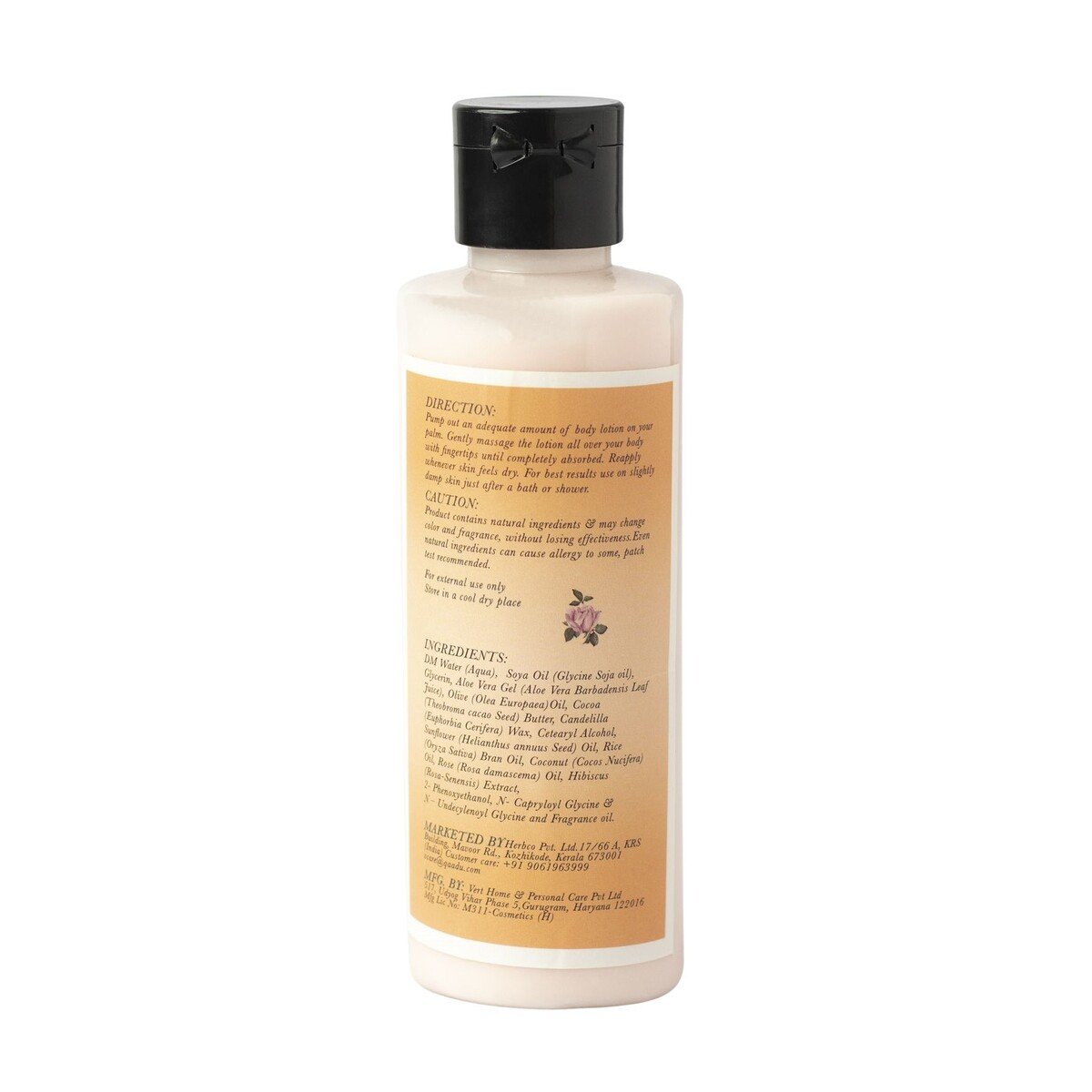Qaadu Moisturizing Body Lotion With Cocoa Butter & Victorian Rose For Smooth Glowing and Moisturized Skin 200 ml