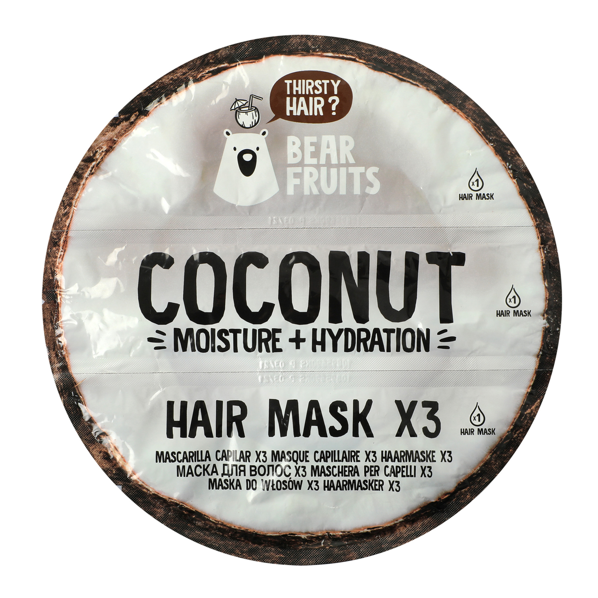 Bear Fruits Coconut Hair Mask, 3 x 20 ml