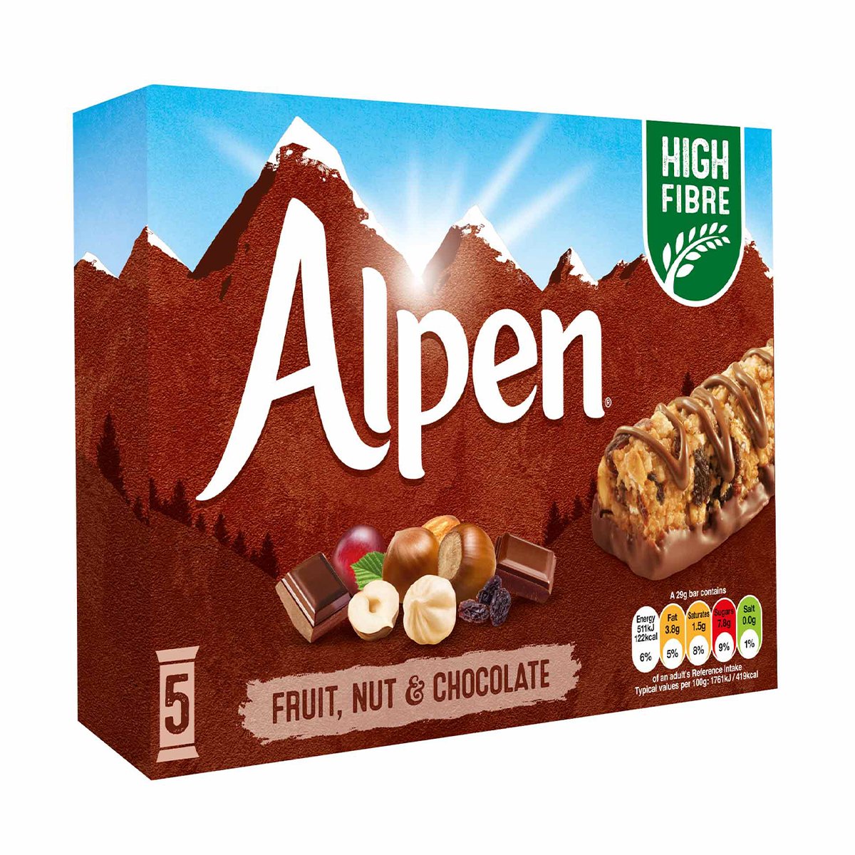 Alpen Fruit & Nut With Milk Chocolate 5 x 29 g