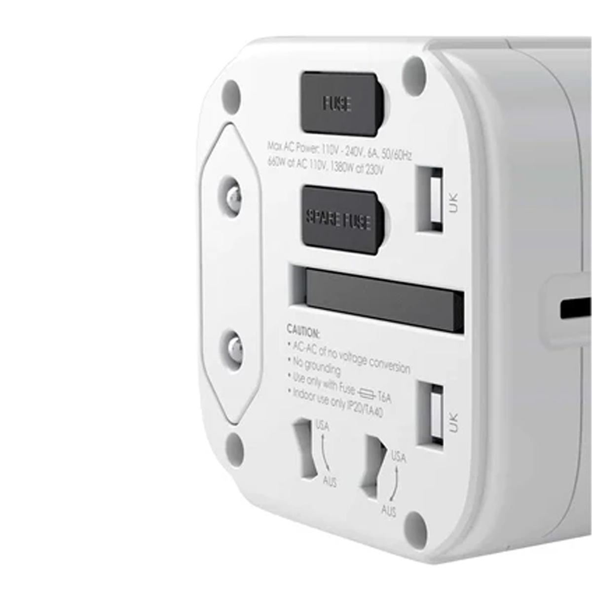 Aukey Universal Travel Adapter With USB-C and USB-A Ports, White, PA-TA01