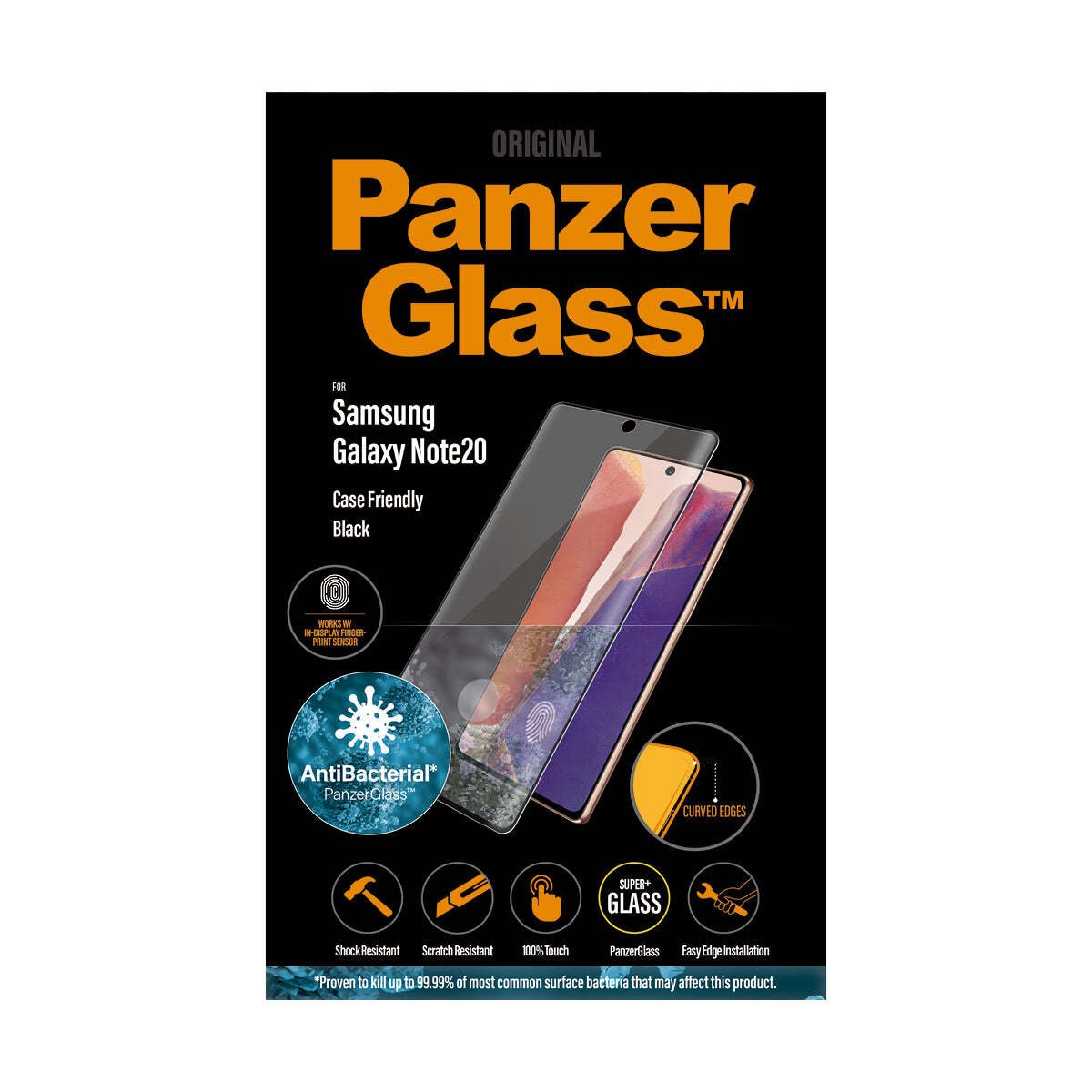 Panzerglass Fingerprint Case Friendly Screen Protector For Samsung Galaxy Note 20 - Black Frame