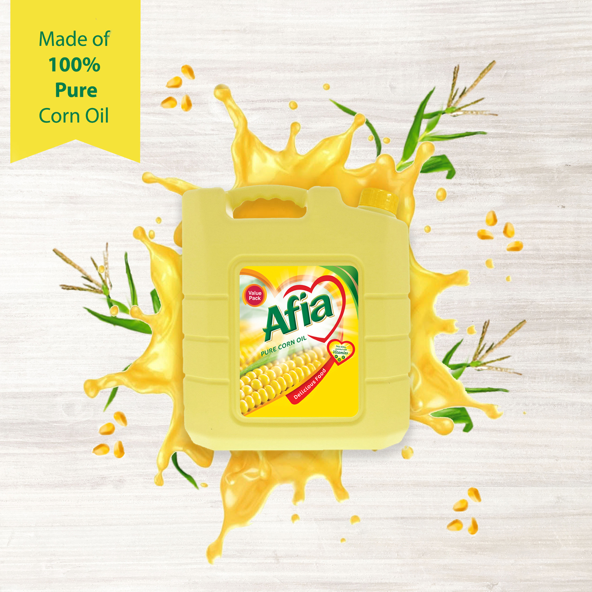 Afia Pure Corn Oil, Enriched with Vitamins A, D & E, Value Pack 9 Litres