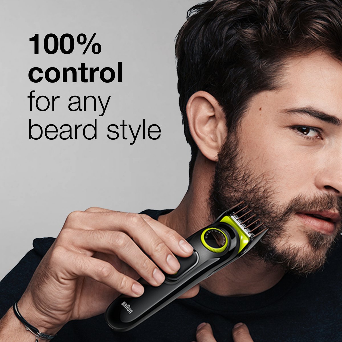 Braun Beard Trimmer and Hair Clipper Black/Volt Green Lifetime Sharp Blades BT3221