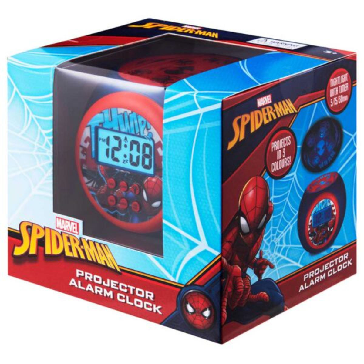 SMD Marvel Spiderman Round shape Projector Alarm, Blue, MV-0203-SM