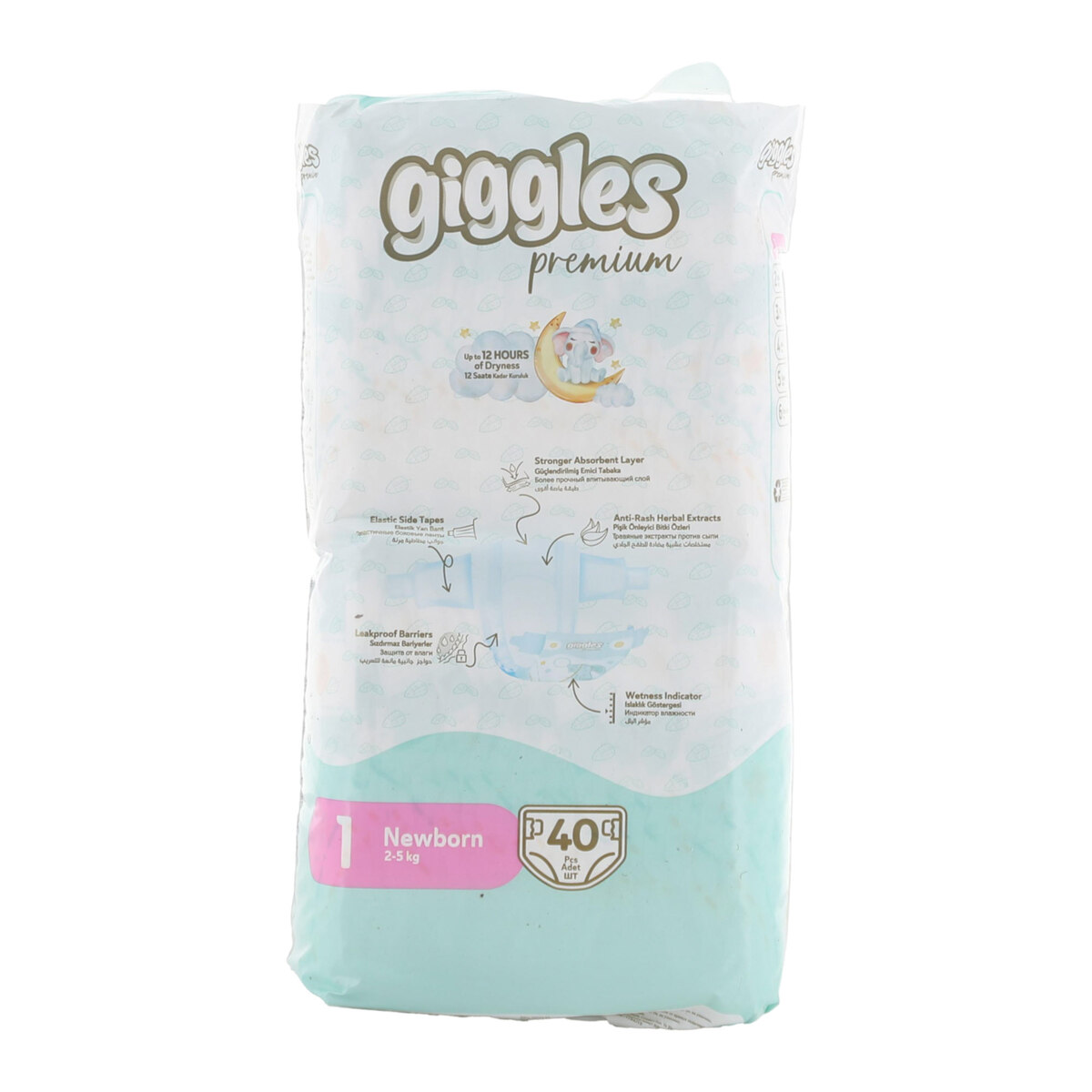 Giggles Premium Newborn Baby Diaper Size 1 2-5kg 40 pcs