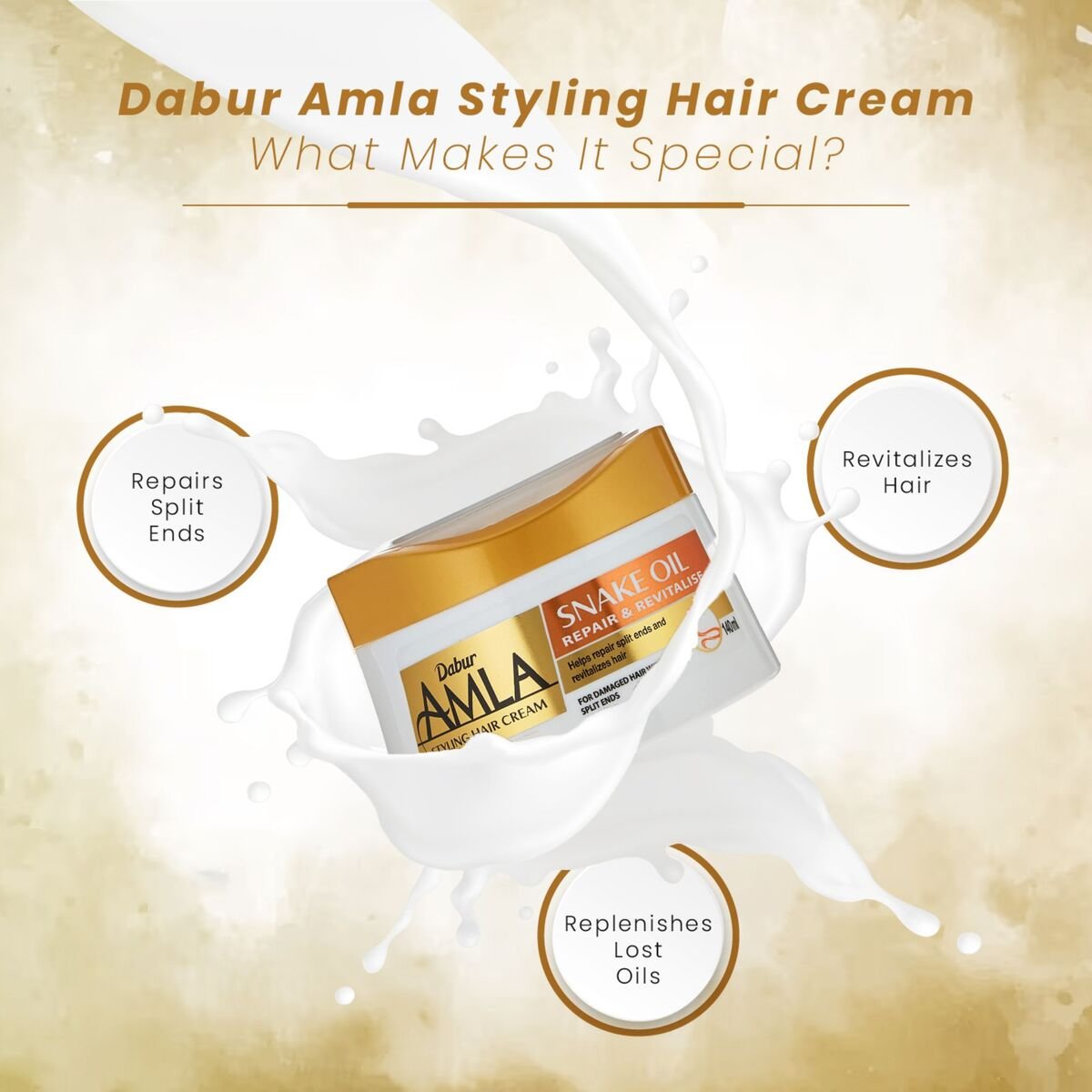 Dabur Amla Snake Oil Repair & Revitalize Styling Hair Cream 140 ml