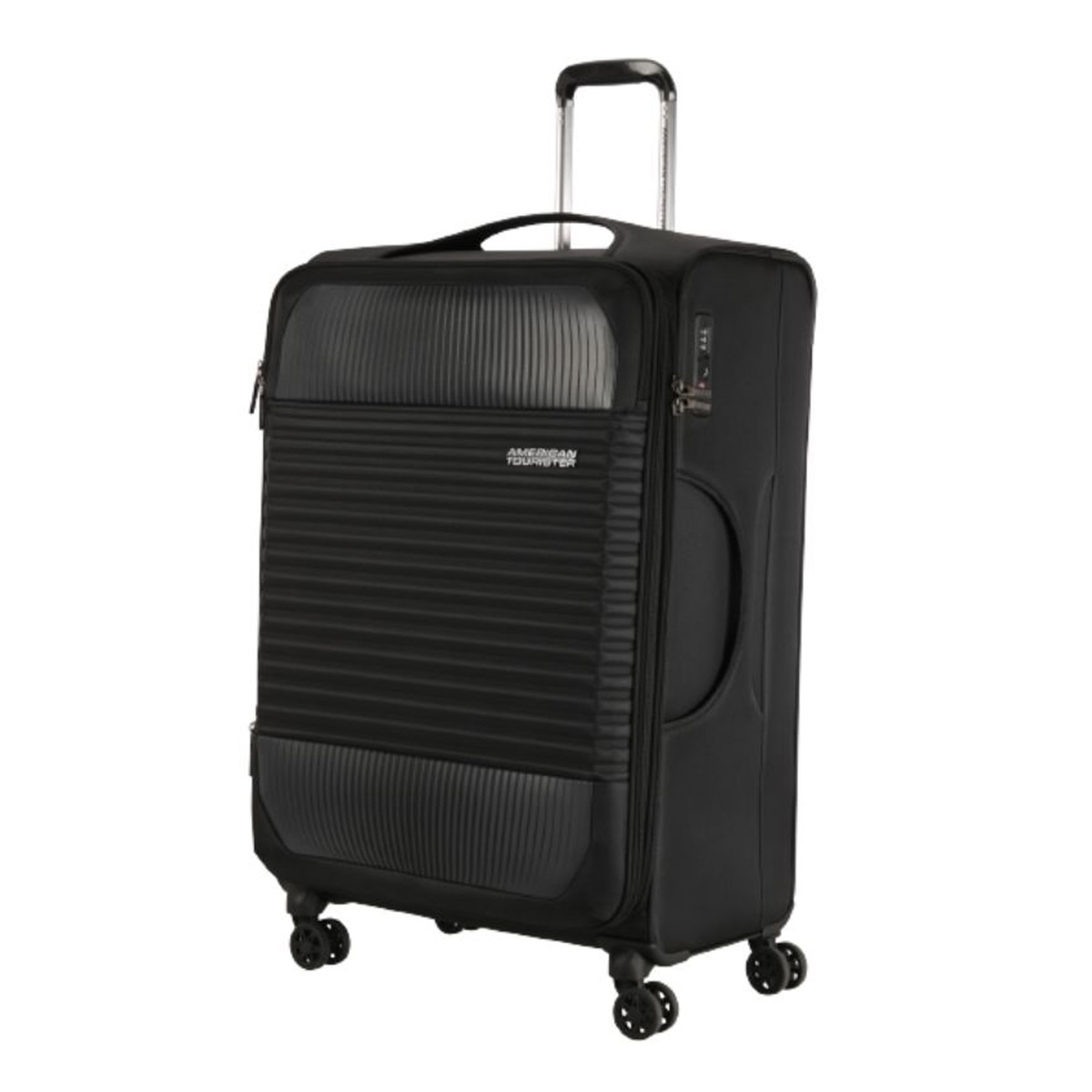 American Tourister Fornax Spinner Soft Trolley  with TSA Combination Lock, 55  cm, Jet Black
