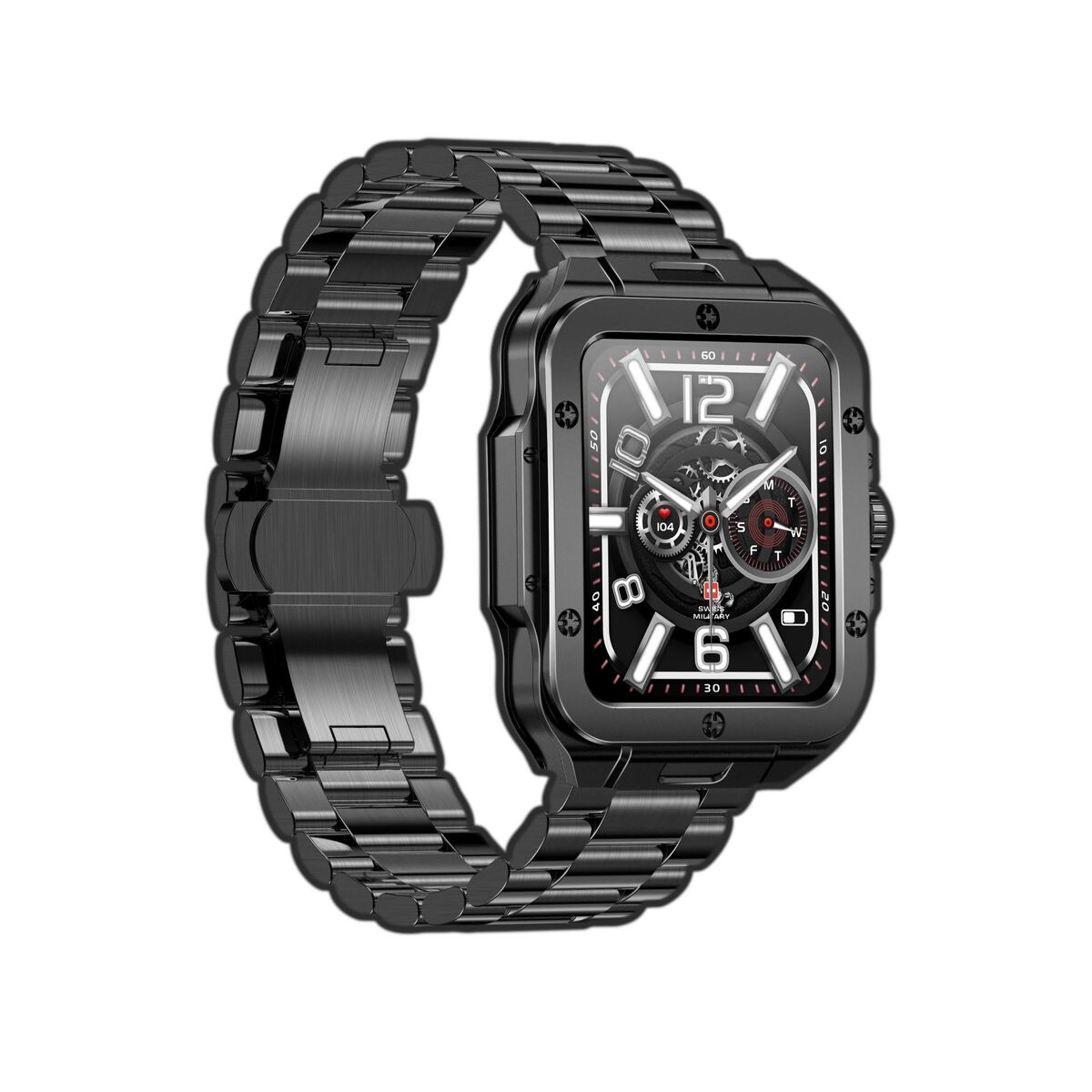 Swiss Military Smart Watch Alps2,Gun Metal frame and Stailless Steel Strap,Square Face