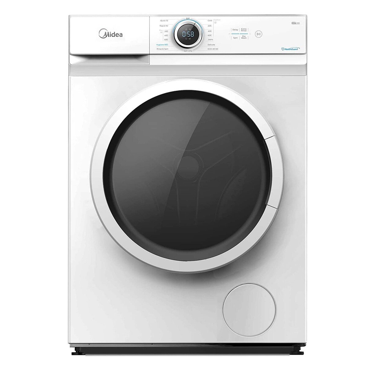 Midea Front Load Washing Machine, 7 Kg, 1400 RPM, White, MF100W70BWGCC