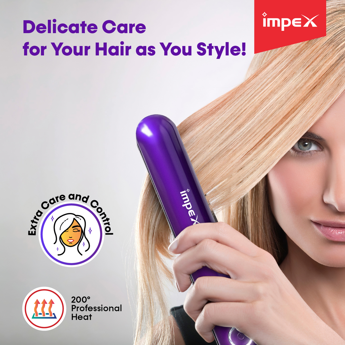 Impex HS 302 Hair Straightener featuring PTC Fast Heating