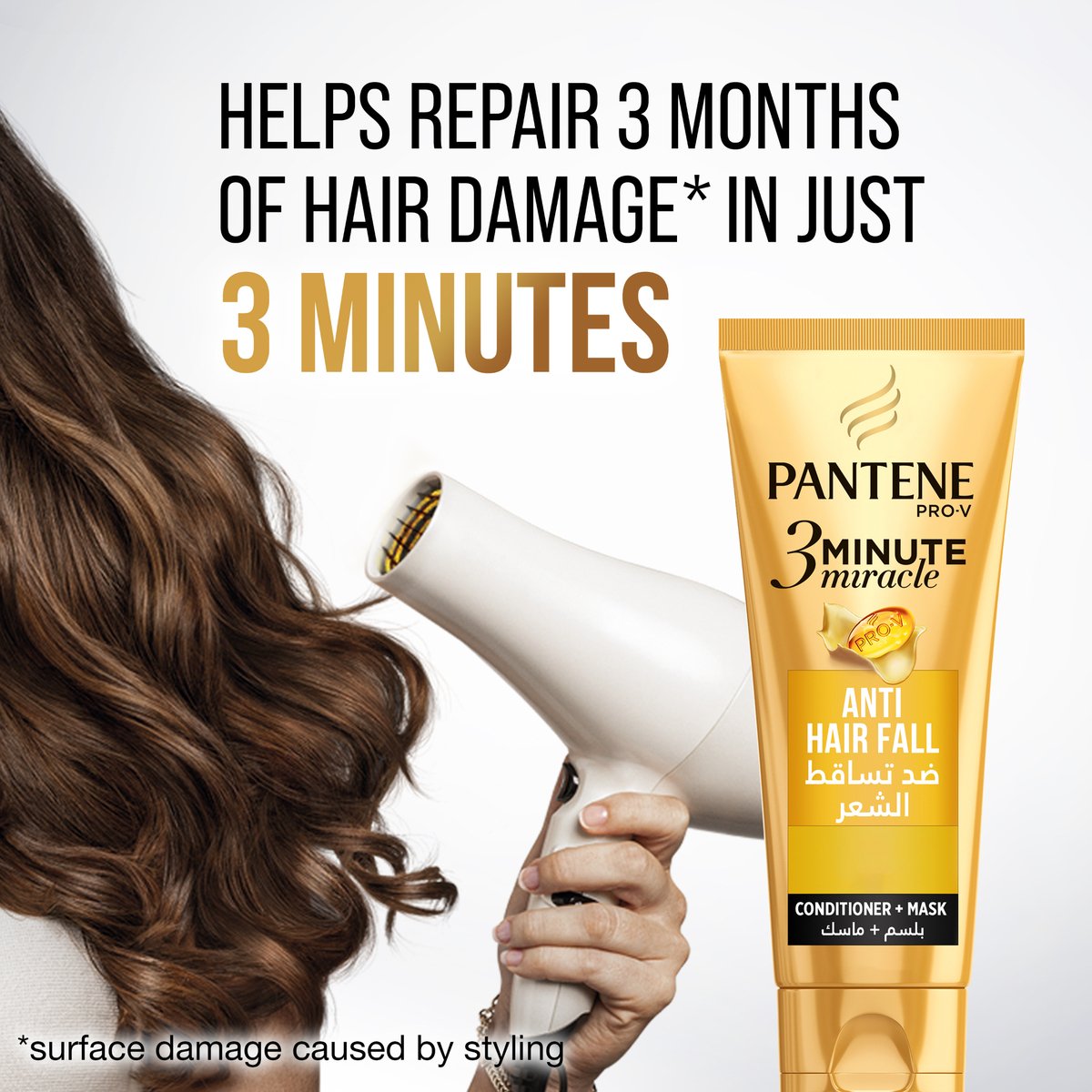 Pantene Pro-V 3 Minute Miracle Anti-Hair Fall Conditioner + Mask 200 ml