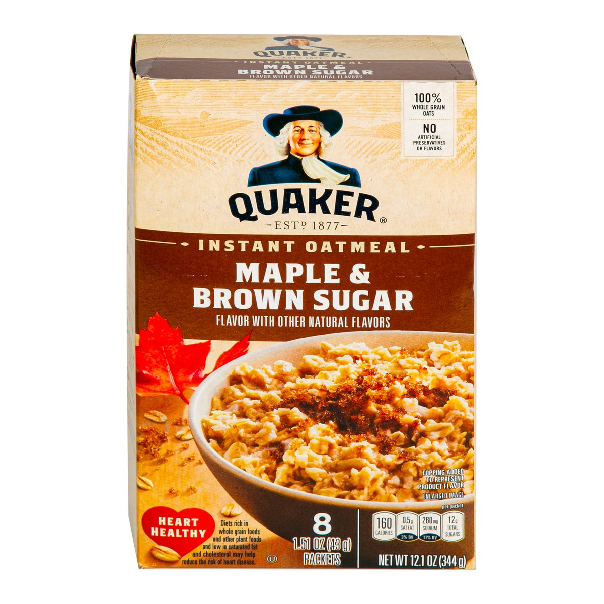 Quaker Maple & Brown Sugar Instant Oatmeal 344 g