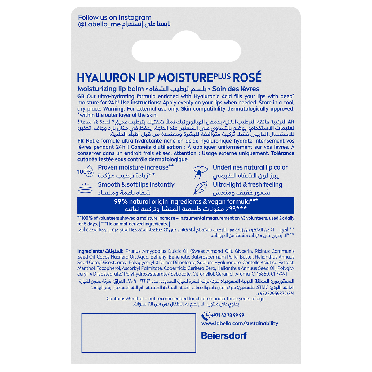 Labello Lip Moisture Hyaluron Sheer Rose 5.2 g
