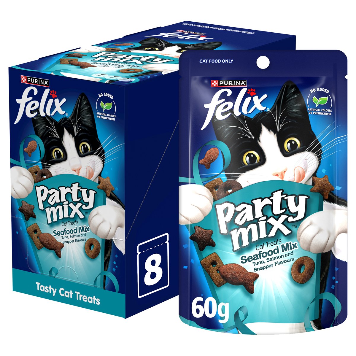 Purina Felix Party Mix Seafood Mix Dry Cat Treats 60 g