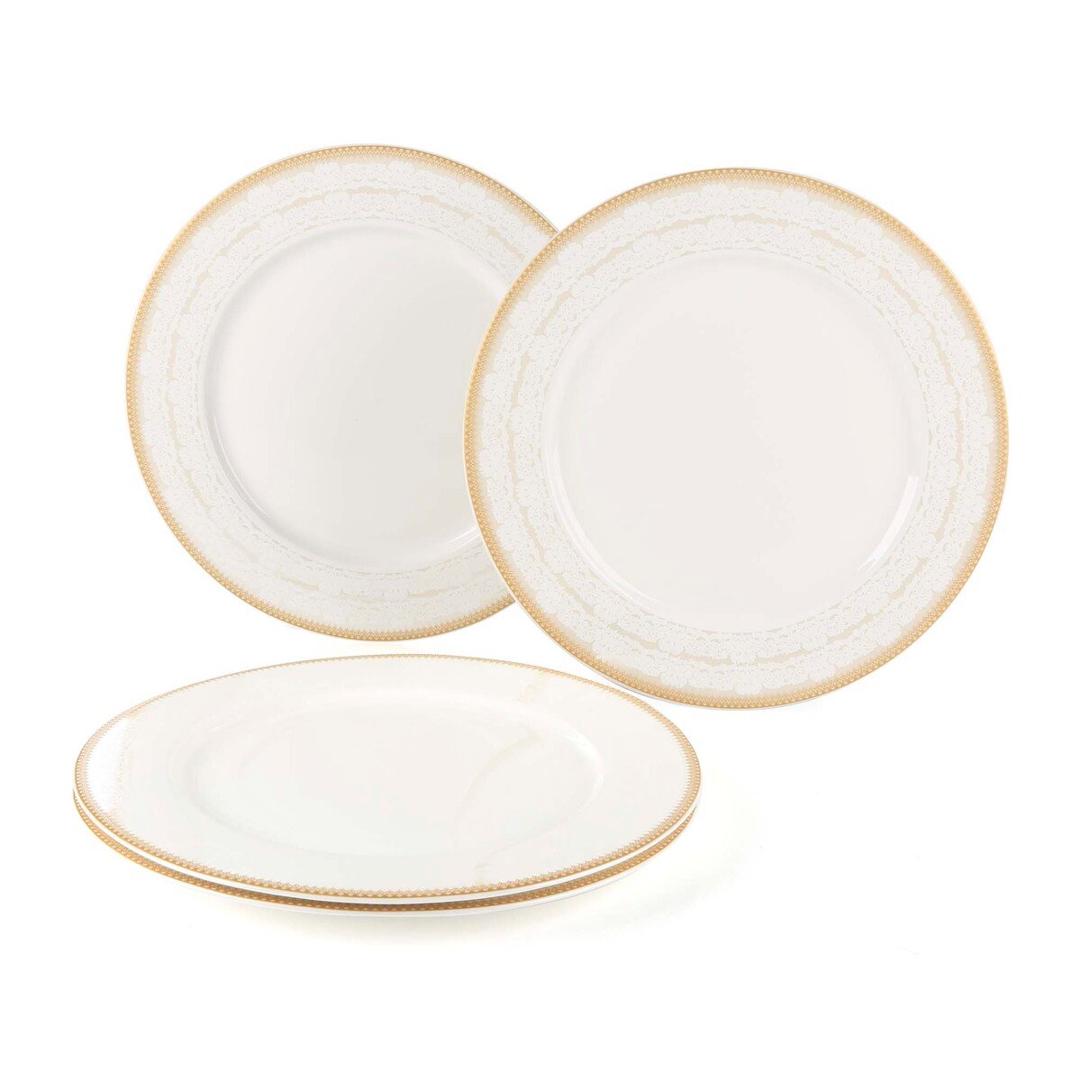 Home Porcelain Dinner Plate 10.5" Inch 4Pcs Gold