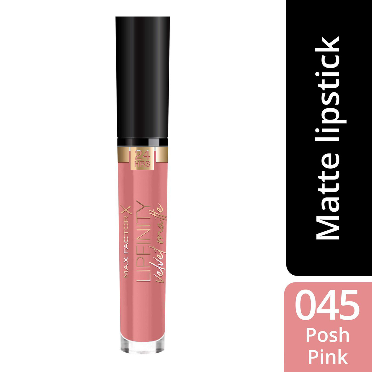 Max Factor Lipfinity Velvet Matte Liquid Lipstick, 045 Posh Pink, 3.5 ml