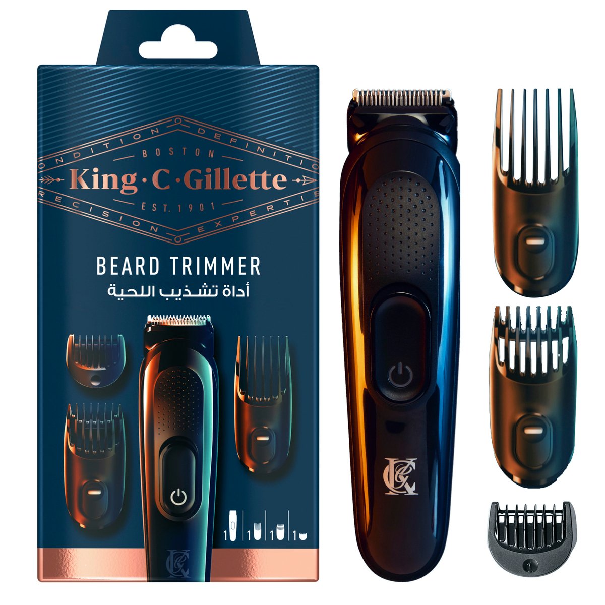King C. Gillette Cordless Men's Trimmer Kit with Lifetime Sharp Blades and 3 Interchangeable Combs Online at Best Price | Mens Lulu Bahrain