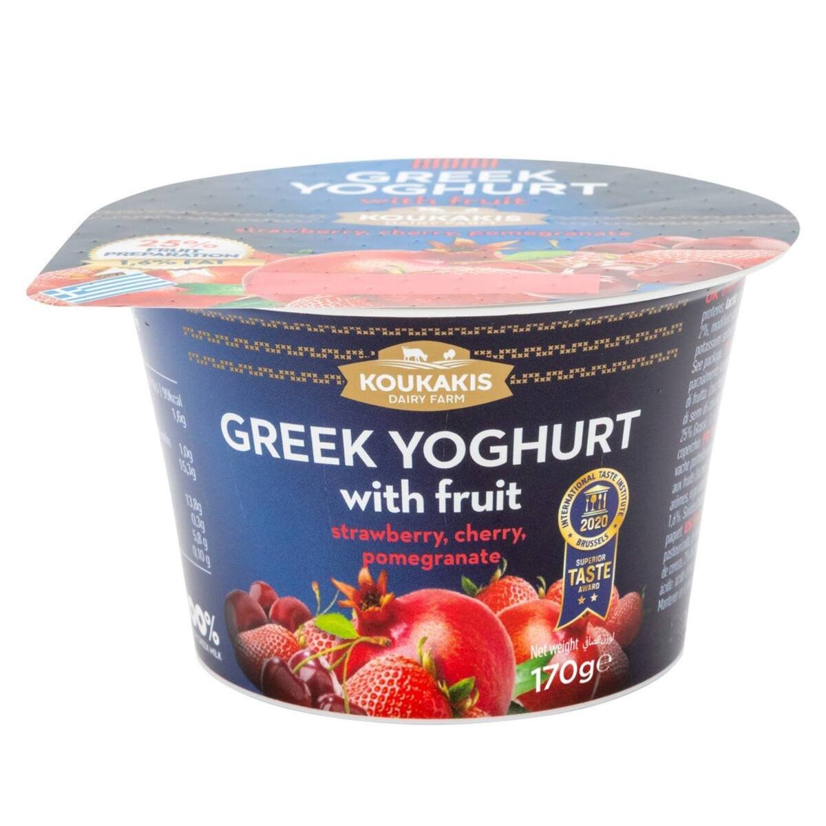 Koukakis Greek Yoghurt with Fruit (Strawberries, Cherry, Pomegranate) 170 g