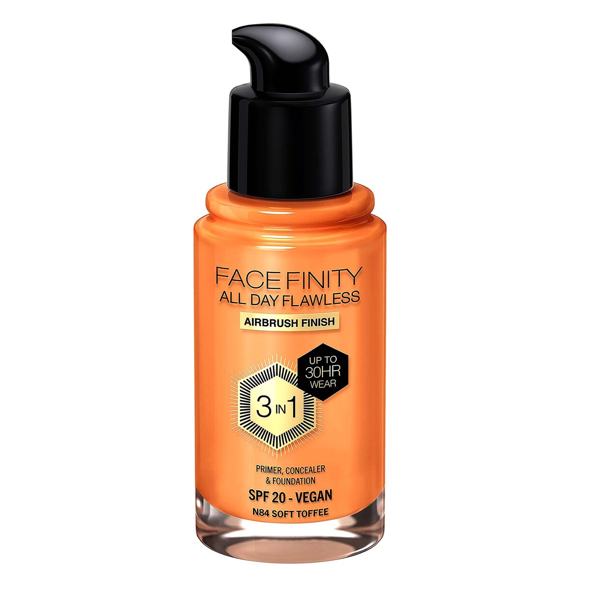 Max Factor Facefinity All Day Flawless Foundation N84, Soft Toffee, 30 ml