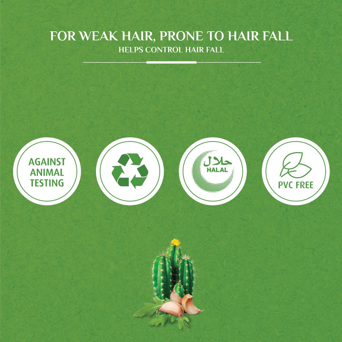 Vatika Naturals Hair Fall Control Shampoo Enriched with Garlic, Cactus & Gergir Extracts For Weak Hair Prone to Hair Fall With Nourishing Vatika Oils 400 ml + 200 ml