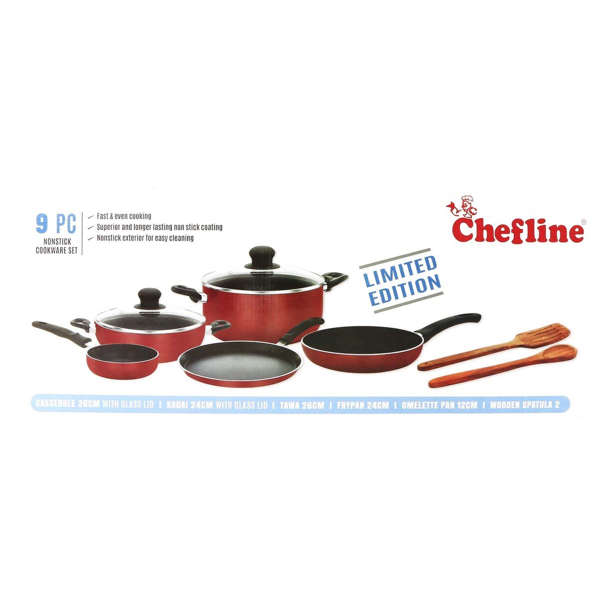 Chefline Non Stick Cookware Set 9Pcs INDCKW9