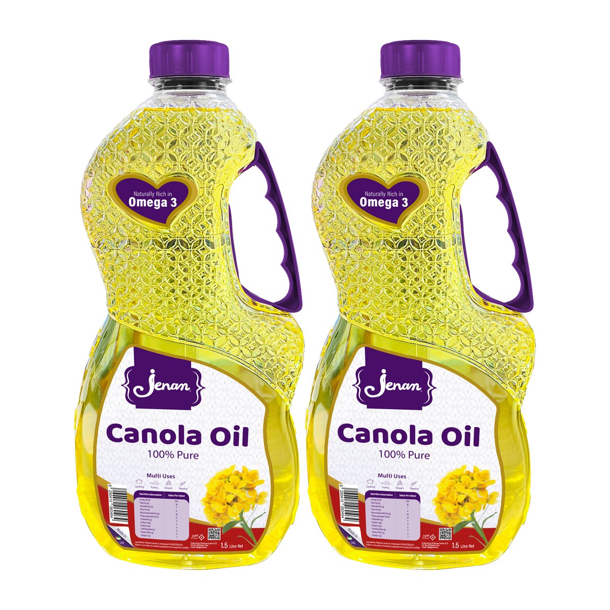 Jenan Pure Canola Oil Value Pack 2 x 1.5 Litres