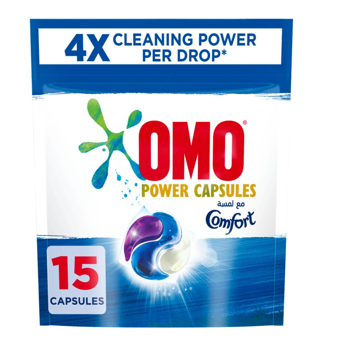 Omo 3-in-1 Power Capsules with Touch of Comfort 15 Pods 390 g
