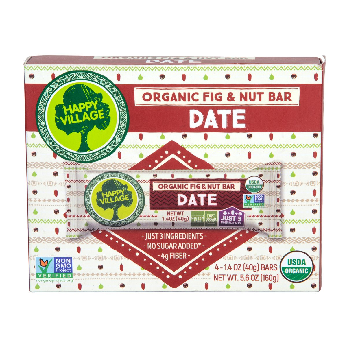 Happy Village Organic Fig & Nut Bar Date 4 x 40 g