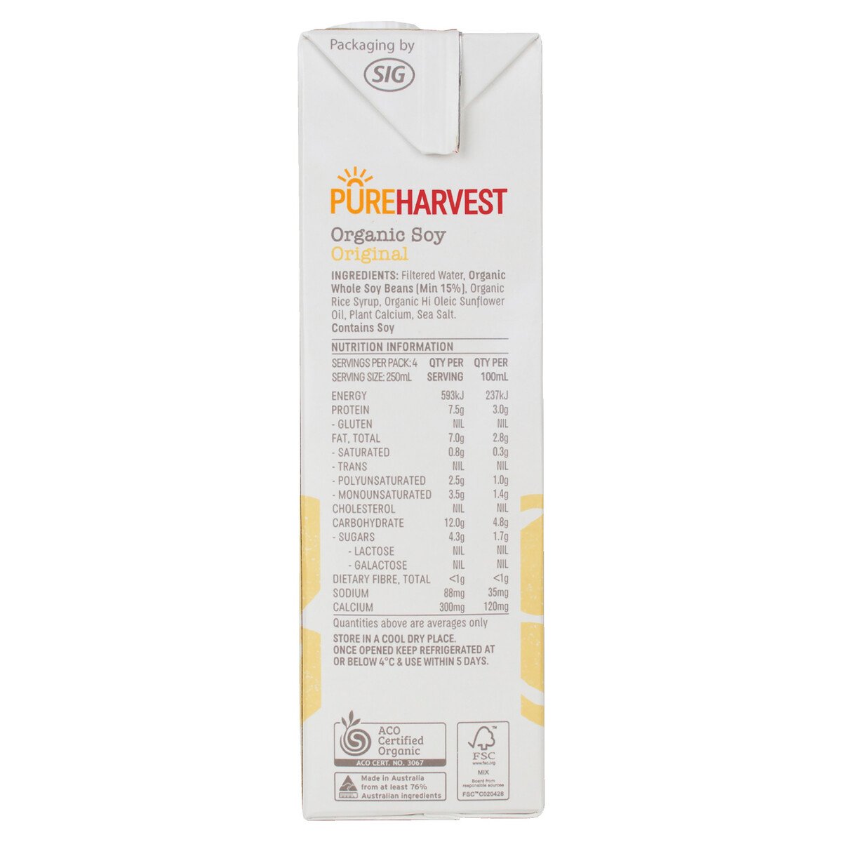 Pureharvest Organic Soy Milk Original 1 Litre