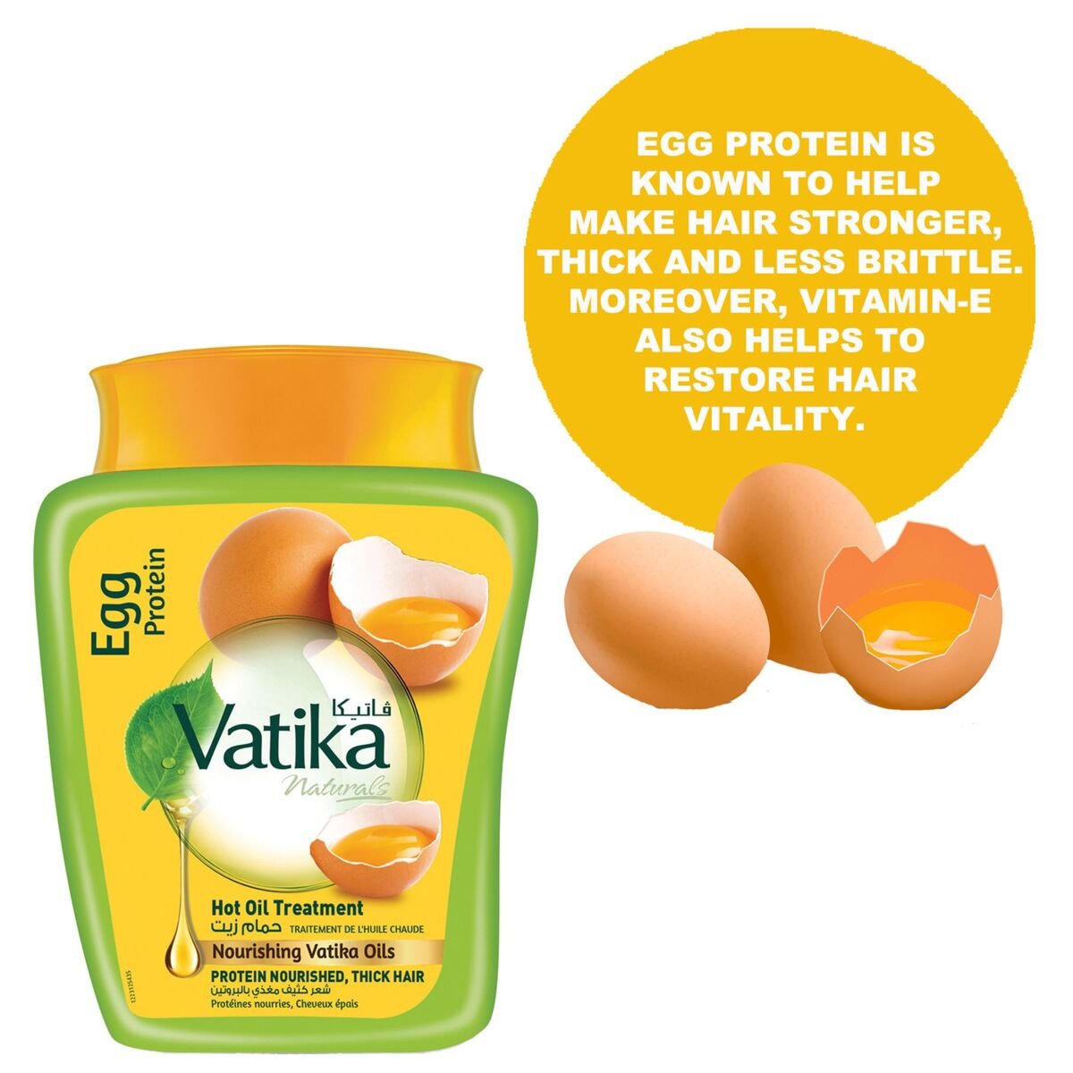 Vatika Naturals Hammam Zaith Hot Oil Treatment Enriched With Egg Protein For Nourished & Thick Hair 500 g
