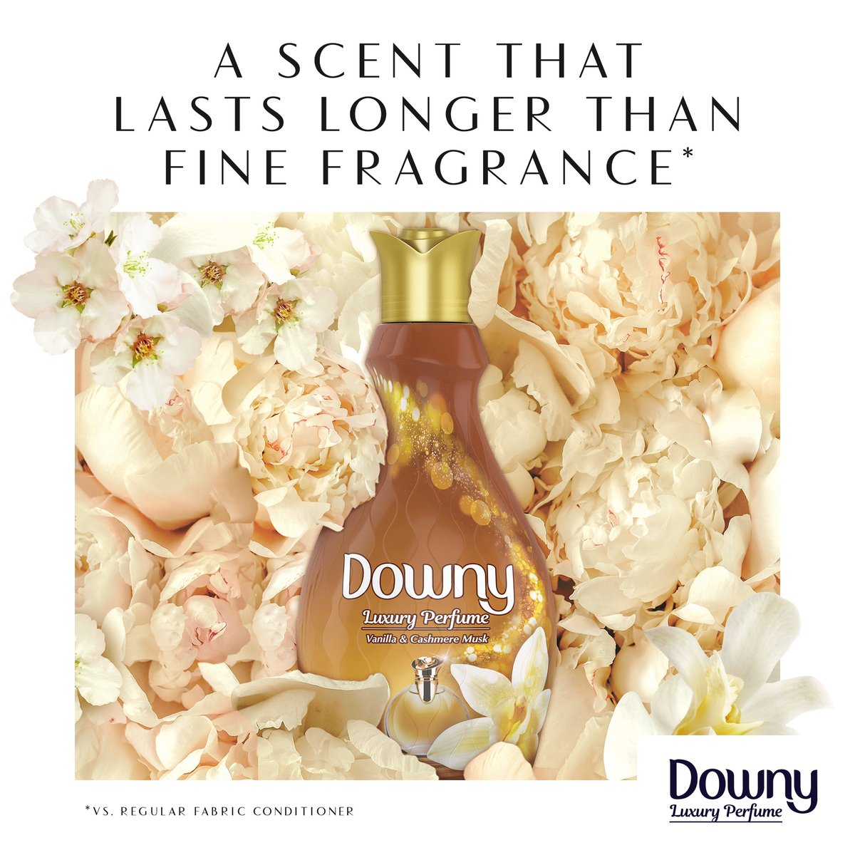 Downy Luxury Perfume Concentrate Vanilla & Cashmere Musk Fabric Softener 3 x 1.38 Litres
