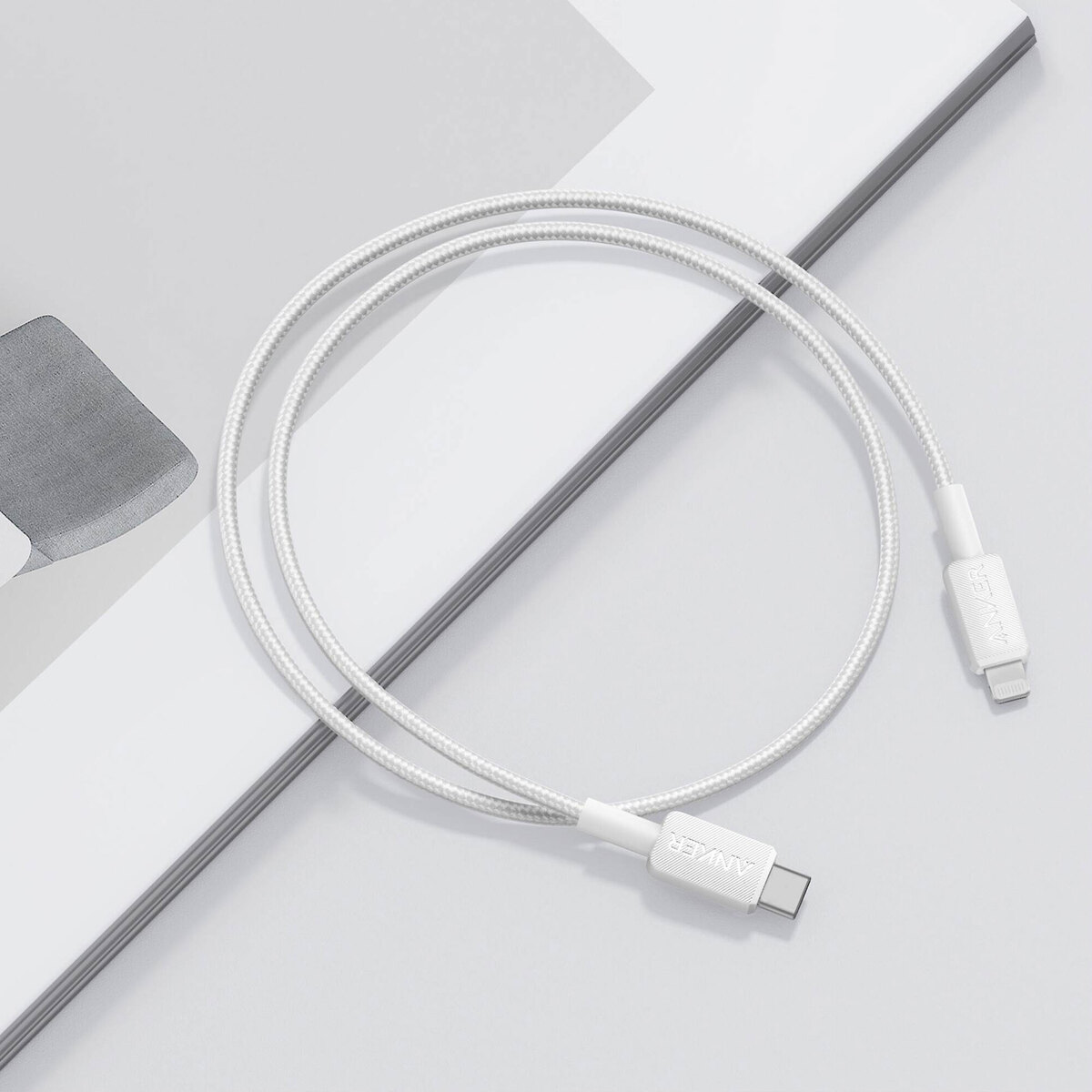 Anker 322 USB-C to Lightning Connector  Cable Braided A81B5H21 White
