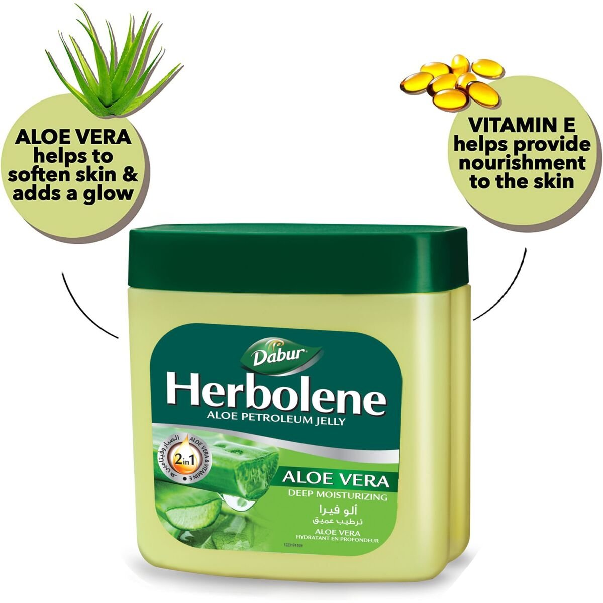 Dabur Herbolene Aloe Petroleum Jelly Enriched with Aloe Vera and Vitamin E 425 ml