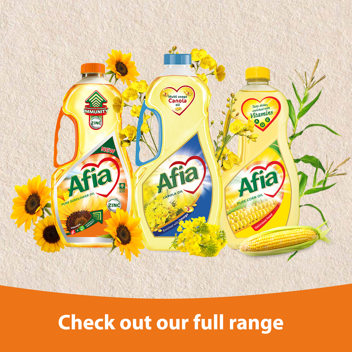 Afia Pure Sunflower Oil Enriched with Vitamins A D & Zinc 1.5 Litres
