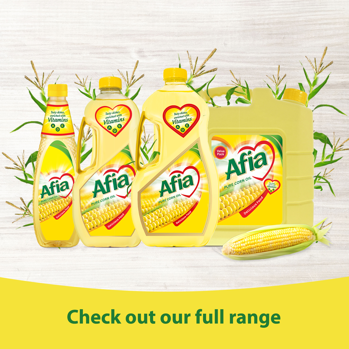 Afia Pure Corn Oil, Enriched with Vitamins A, D & E, Value Pack 9 Litres