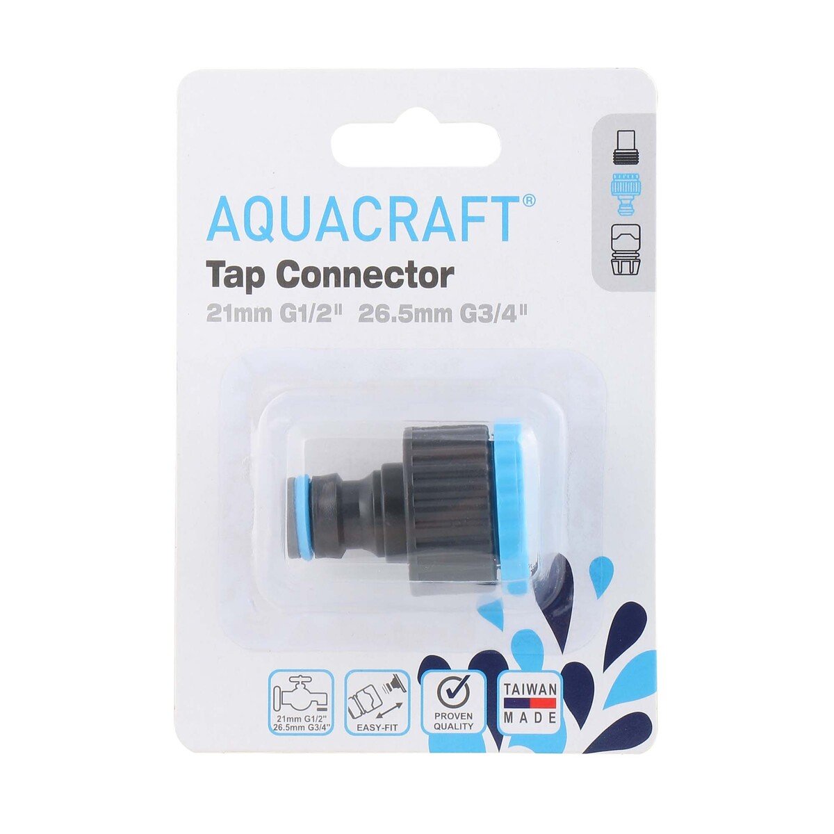 Aquacraft Standard Tap Connector, 3/4-1/2 inches, Blue, 550180