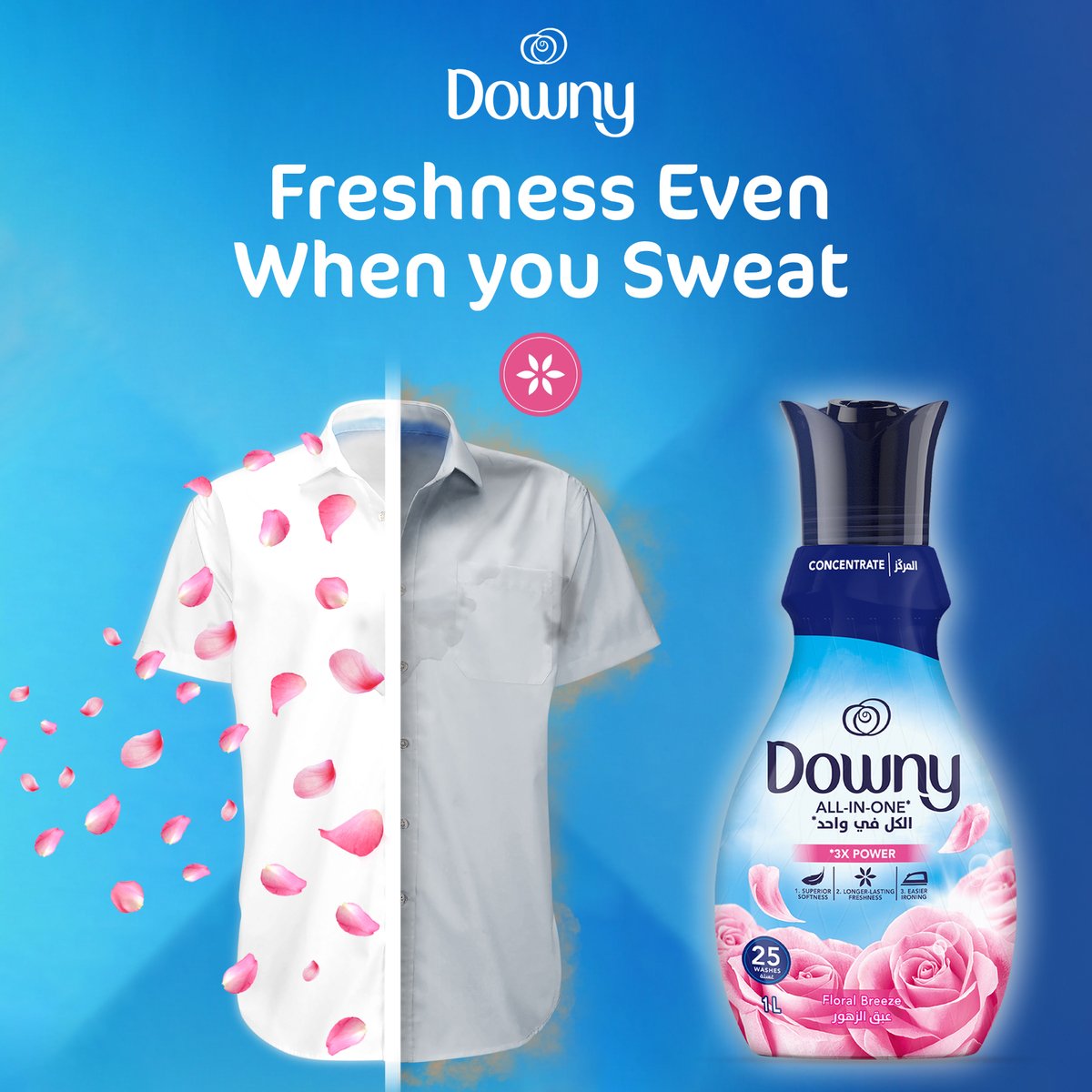 Downy Concentrate All-in-One Floral Breeze Fabric Softener 1.5 Litres