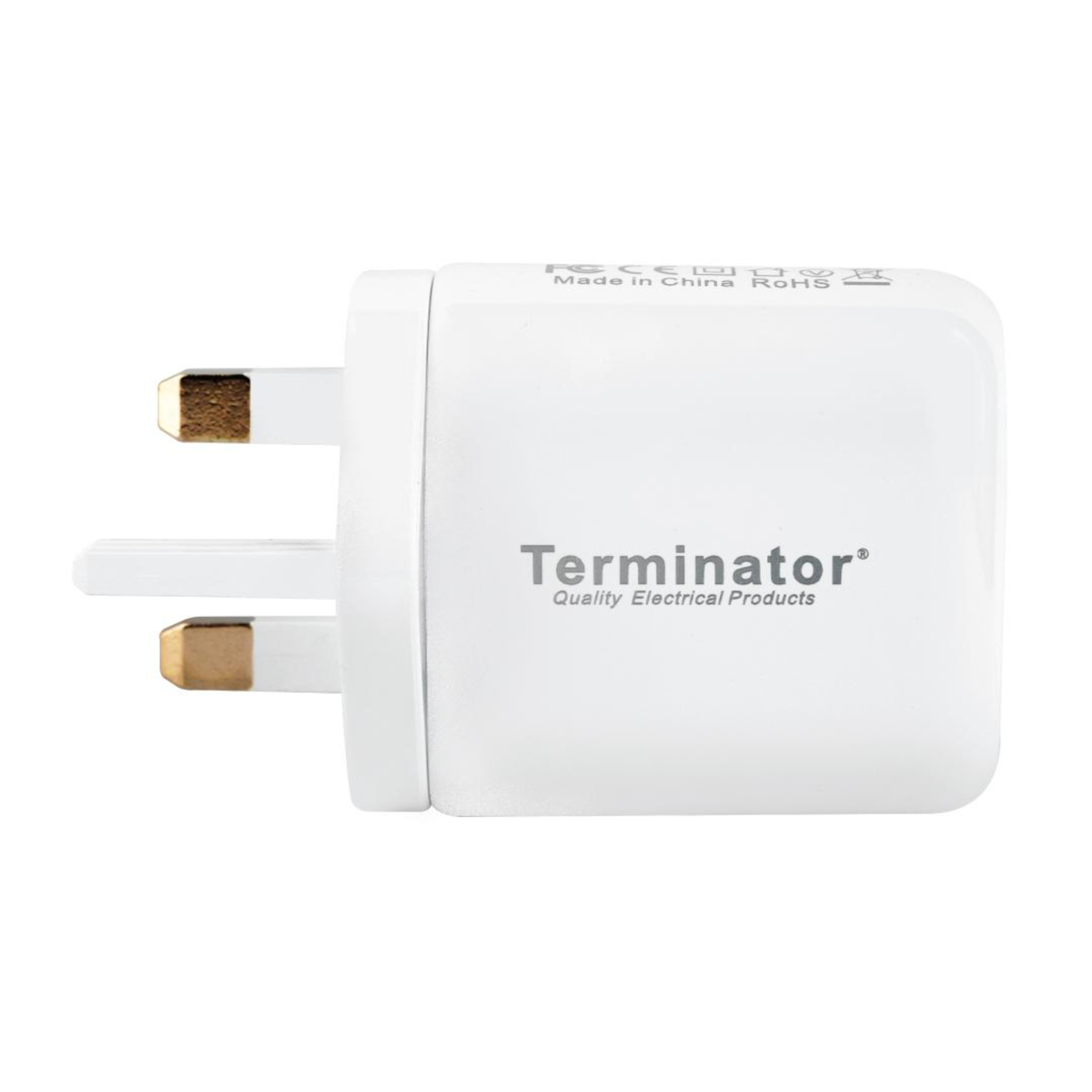 Terminator Wall Charger with Blue Light Indicator, 38W, White, TUSBWC02