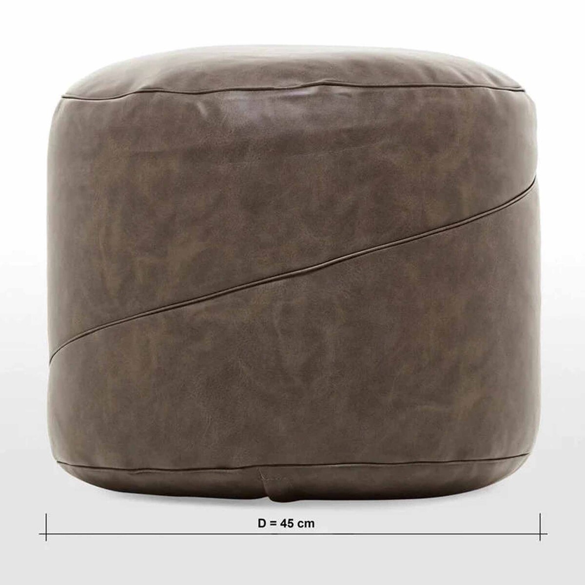 Cotton Home Luxury Leather Foot Stool 45Dx35H Dark Brown