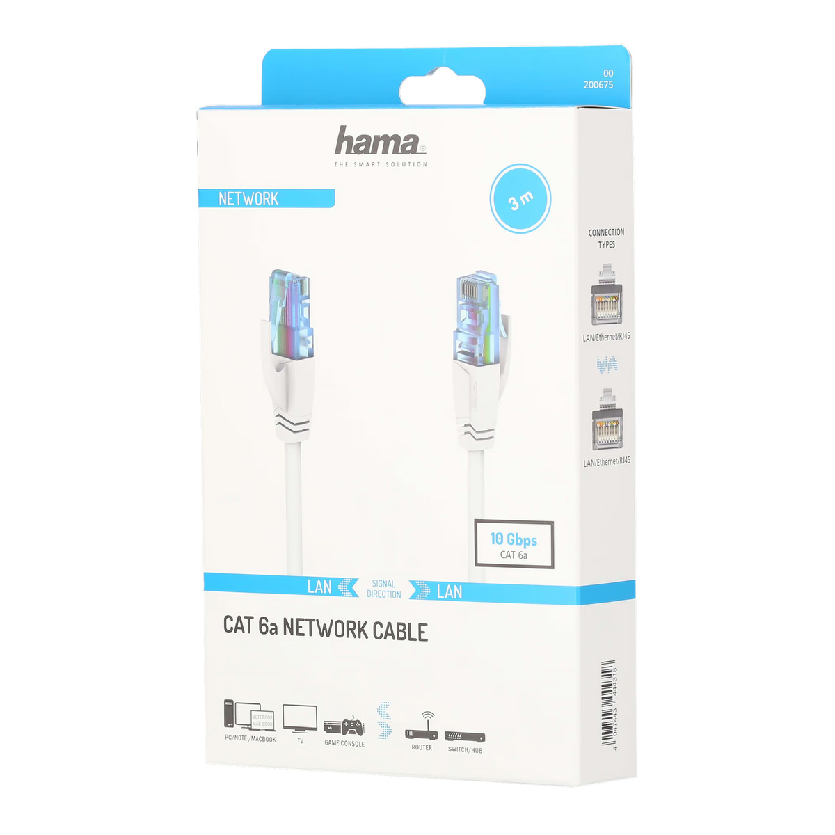 Hama Network Cable, CAT6a, U/UTP, 10 Gbit/s, 3 m, 200675
